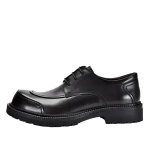 Scarpe derby classiche in pelle nera da uomo con suola spessa per il business casual