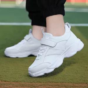 Zapatillas para Niños Unisex Blanco Negro Transpirables Ligeras Antideslizantes Zapatos para Correr para Escuela Deporte Casual Velcro Resistente al Desgaste