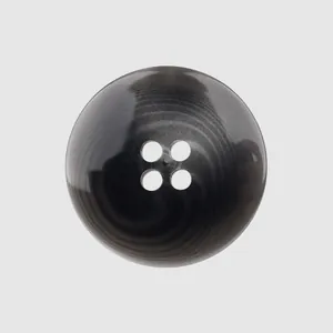 Bouton haut de gamme en résine à quatre trous avec texture marbrée gris foncé pour vêtement