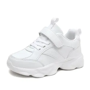Zapatillas blancas clásicas y transpirables para niños con cierre de velcro y cordones