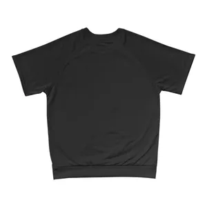 Back view of a comfortable black short-sleeved sweatshirt for men's outdoor sports.