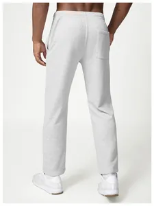 Rear view of men's grey casual sweatpants featuring a back pocket and elastic waist.