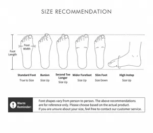 Size recommendation guide for different foot types of winter non-slip fur boots for women