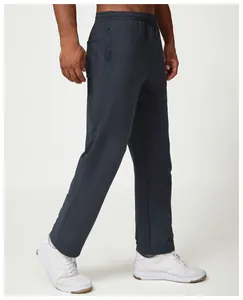 Side view detail of men's loose fit charcoal gray sports sweatpants for casual wear