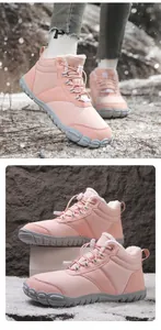 Botas de invierno rosas de felpa con forro cálido para actividades de ocio al aire libre
