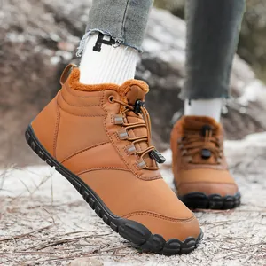 Botas De Nieve Unisex De Invierno Para Exteriores Corte Medio Forro De Felpa Zapatos De Algodón Cálidos Suela De Cinco Dedos Antideslizantes
