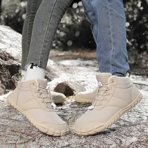 Botas de nieve cálidas de invierno para exteriores descalzas con forro de felpa grueso