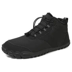 Zapatos de invierno minimalistas negros con forro de felpa y cordones de ajuste rápido