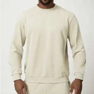 Set Felpa da Uomo Sportivo Casual in Misto Cotone Tinta Unita Girocollo Manica Lunga Top e Pantaloni Autunno Inverno