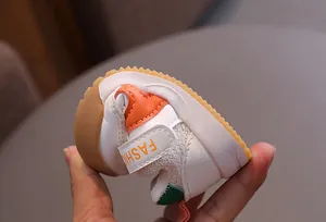 Detail view showing the high flexibility and soft sole of toddler walking shoes