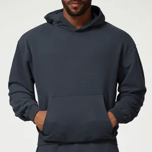 Conjunto de Sudadera con Capucha Oversized Unisex Mezcla de Algodón Hombros Caídos Bolsillo Canguro Chándal Deportivo Casual Para Gimnasio