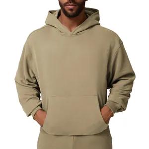 Sudadera con capucha oversize para hombre verde caqui con bolsillo canguro estilo urbano