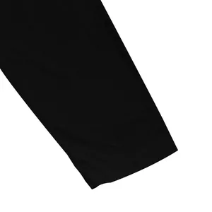 Close-up of black long sleeve t-shirt cuff showing high-quality stitching and fabric texture