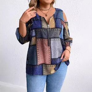 Detailansicht des Plus-Size-Oberteils mit Cut-out-Schultern und Reißverschluss