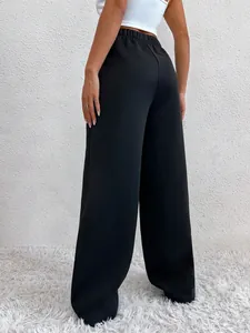 Achteraanzicht van zwarte joggingbroek met hoge taille voor dames met warme fleecevoering