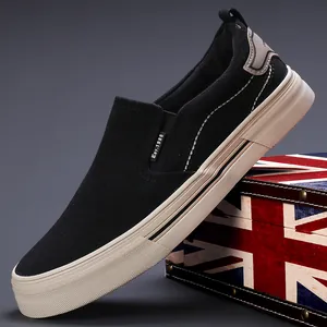 Men's Casual Canvas Shoes Fashion Low Top Slip-on Board Shoes Lightweight Breathable Flat Loafers Vulcanized Sneakers