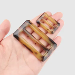 Tortoise shell resin rectangular buckles for clothing and coat accessories