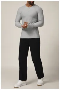 T-shirt henley sport à manches longues séchage rapide pour homme fitness et running.