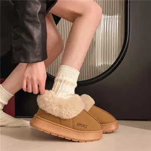 Bottes de neige chaudes à plateforme pour femmes doublées de fourrure et antidérapantes