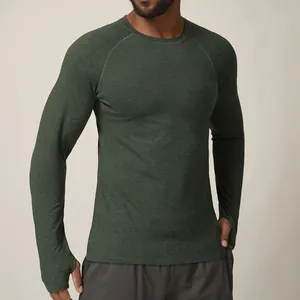 Men's Slim Fit Quick Dry Long Sleeve Sports T-Shirt Training Top With Thumb Holes For Running Gym Tennis