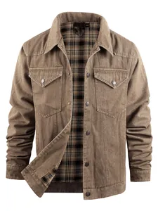 Veste de Camionneur Rétro Américaine pour Hommes Doublée en Flanelle à Carreaux Mélange de Coton Style Western Décontractée Coupe Ample Boutonnage Simple