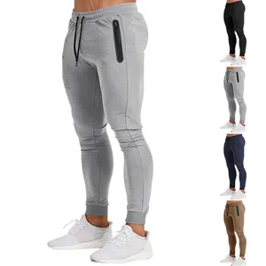 Men Casual Sports Joggers Slim Fit Sweatpants With Zipper Pockets Drawstring Elastic Waistband Ribbed Cuffs For Gym Running Workout