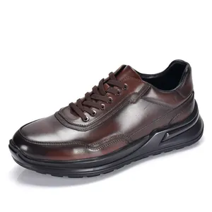 Stilvolle braune Leder-Sneaker für Herren mit dicker Sohle für Freizeit und Business