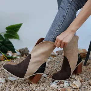 Vue détaillée des bottes de cowboy western pour femmes avec bout pointu et talon bloc