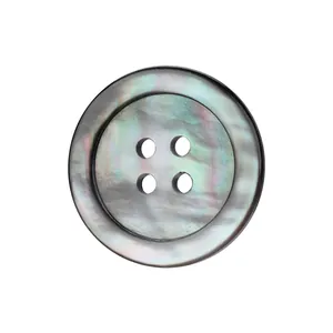 Natural iridescent black mother of pearl shell button with 4 holes for high-end apparel