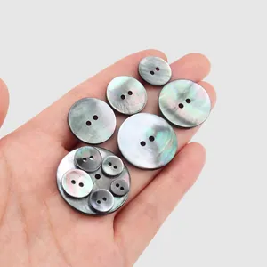 Premium iridescent natural shell buttons for clothing decoration shown in various sizes