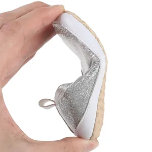 Flexible soft sole baby walking shoes with silver glitter finish for newborns