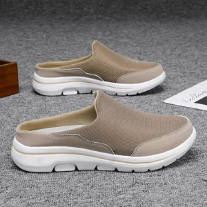 Mules d'extérieur en maille respirante pour hommes avec semelle blanche épaisse