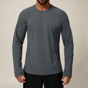 Men's Seamless Sport Long Sleeve T-Shirt Quick Dry Breathable Polyester Spandex Top For Gym Running Casual Daily Top
