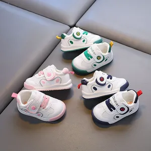Atmungsaktive Netzgewebe Lauflernschuhe Für Baby Jungen Mädchen Weiche Sohle Rutschfest Klettverschluss Lässige Patchwork Sneaker