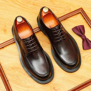 Klassische braune Herren-Derbyschuhe aus echtem Leder für Business und formelle Anlässe