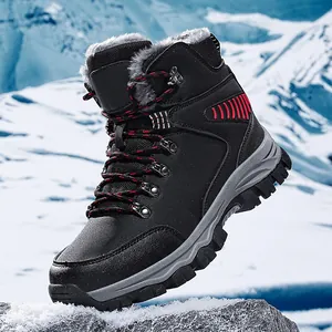Men's outdoor winter hiking snow boots with warm faux fur lining and non-slip sole