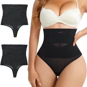 Women High Waist Shapewear Thong Cross Tummy Control Panty Breathable Mesh Body Shaper Slimming Underwear Shapewear Bottom