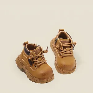 Bottines Martin Enfants Unisexe en Cuir Microfibre Chaussures Premiers Pas Antidérapantes Garçons Filles Fermeture Éclair Latérale Bottines Style Britannique