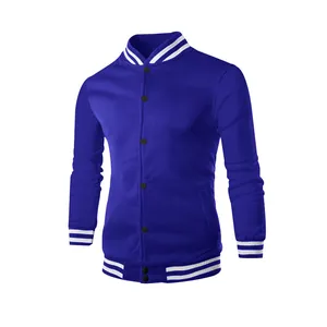 Veste teddy en polaire bleu roi avec bords-côtes rayés blancs et pressions