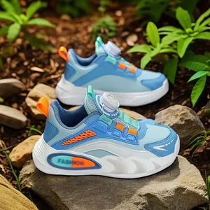 Zapatos Deportivos para Niños Cuero Sintético Transpirable Cierre de Botón Giratorio Zapatillas de Moda para Escuela Deportes