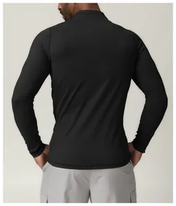 Vue arrière du t-shirt de sport noir à manches longues pour hommes, séchage rapide