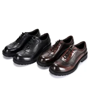 Classiche scarpe derby da uomo in pelle con suola spessa nere e marroni