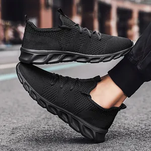 Scarpe da corsa nere traspiranti fly-knit per uomo e donna