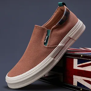 Chaussures en Toile Décontractées pour Hommes Style Coréen à Enfiler Coupe Basse Baskets Respirantes Antidérapantes Chaussures Plates pour l'Automne Mode Homme