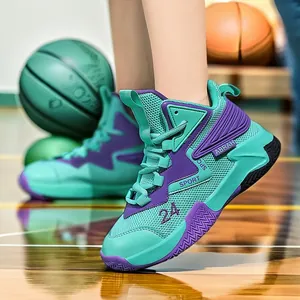 Παιδικά παπούτσια μπάσκετ high-top με διαπνέον πλέγμα και ανθεκτικό δέρμα για αγόρια