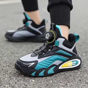 Warm kids winter sneakers with thick fleece lining and an innovative rotating lace buckle