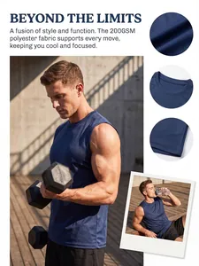 Detailansichten des 200GSM Polyestergewebes und Outdoor-Display des Herren-Mesh-Tanktops