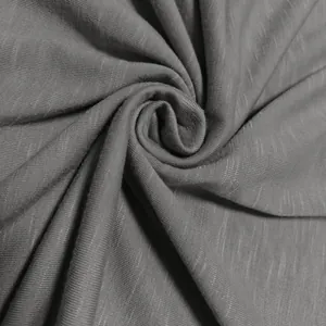 Detailed close-up showing the grey slub polyester fabric texture of the men shirt
