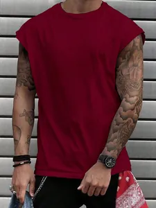 Herren Mesh Fitness Tanktop in Weinrot für Outdoor-Laufen und Kraftsport-Training