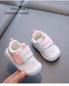 Detailed view of breathable mesh toddler shoes with soft non-slip sole and pink accents